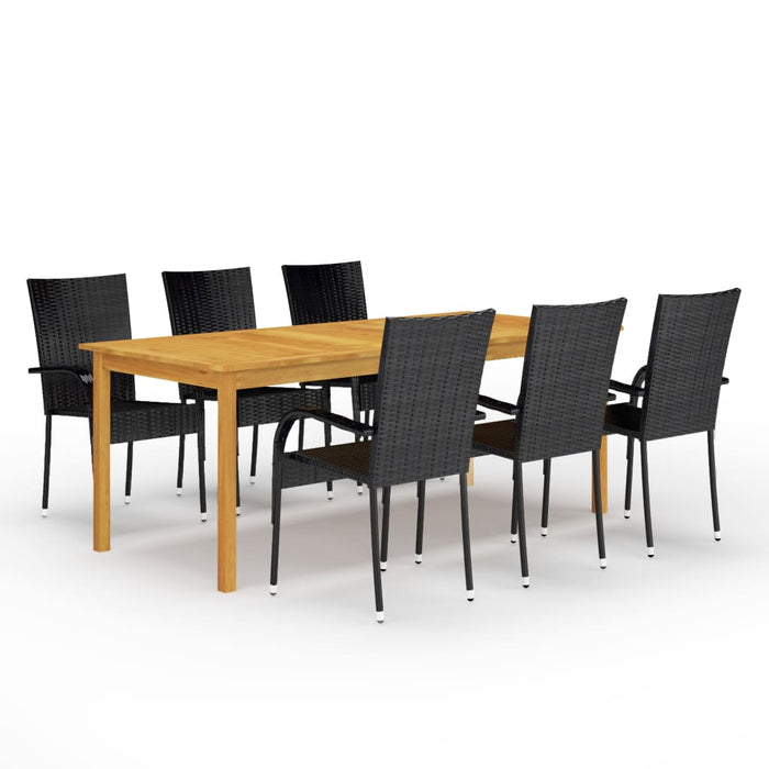 vidaXL 7 Piece Garden Dining Set Black