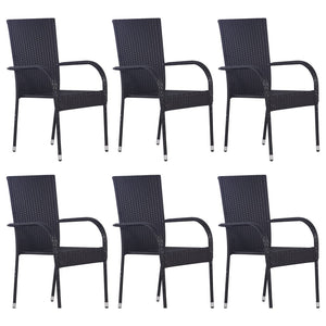 vidaXL 7 Piece Garden Dining Set Black