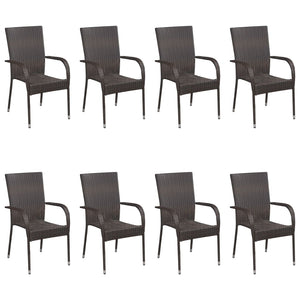 vidaXL 9 Piece Garden Dining Set Brown