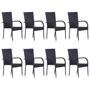 vidaXL 9 Piece Garden Dining Set Black