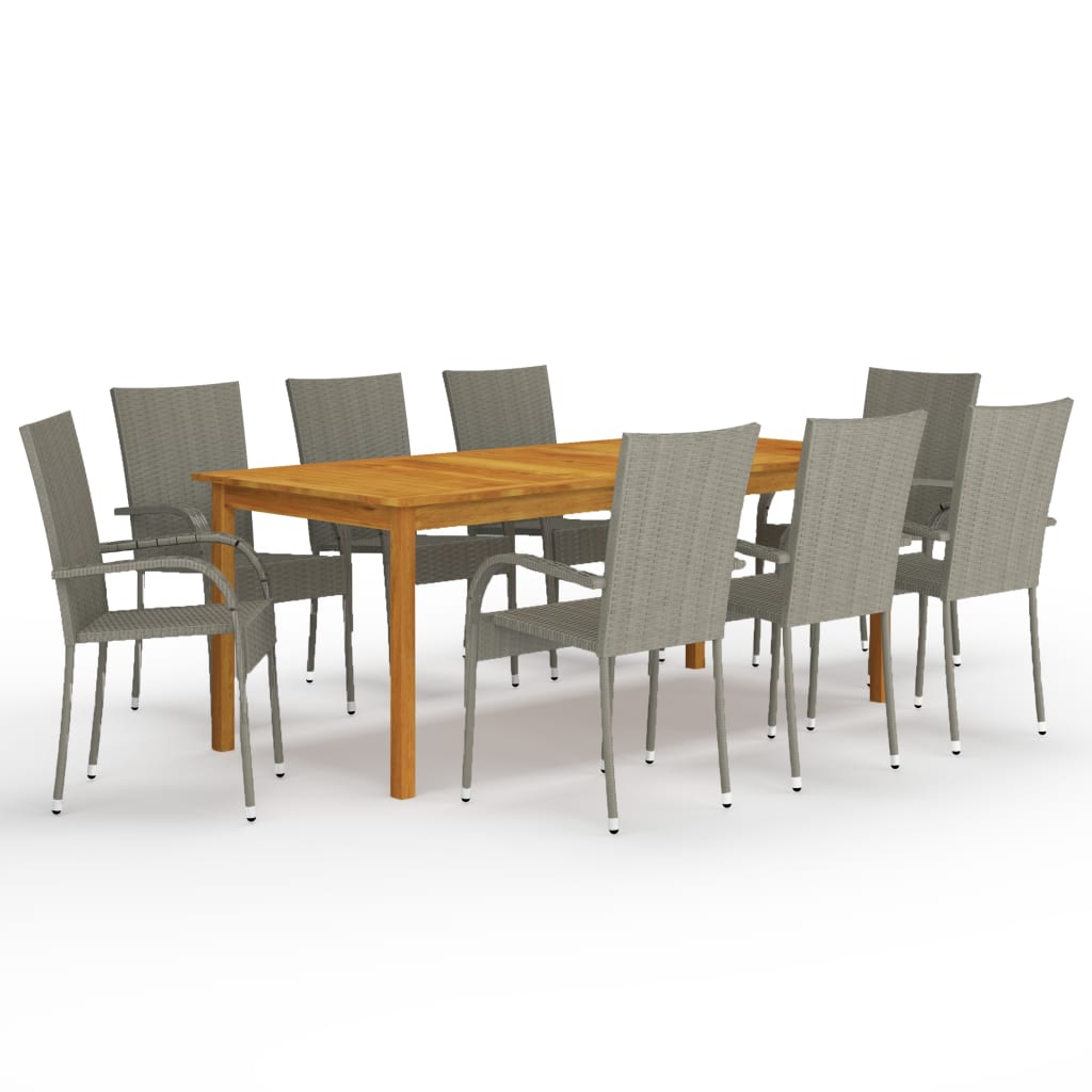 vidaXL 9 Piece Garden Dining Set Grey