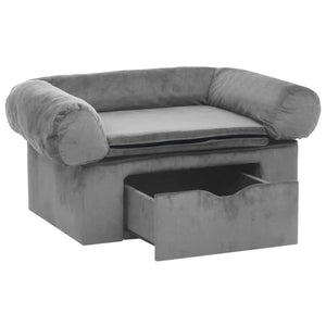 vidaXL Dog Sofa with Drawer Grey 75x50x38 cm Plush