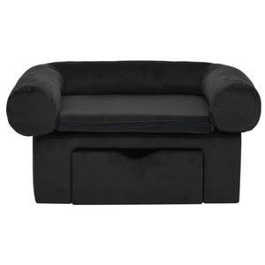 vidaXL Dog Sofa with Drawer Black 75x50x38 cm Plush