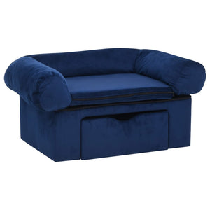 vidaXL Dog Sofa with Drawer Blue 75x50x38 cm Plush