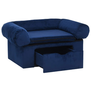 vidaXL Dog Sofa with Drawer Blue 75x50x38 cm Plush