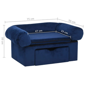 vidaXL Dog Sofa with Drawer Blue 75x50x38 cm Plush