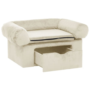 vidaXL Dog Sofa with Drawer Cream 75x50x38 cm Plush