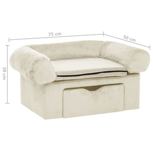 vidaXL Dog Sofa with Drawer Cream 75x50x38 cm Plush