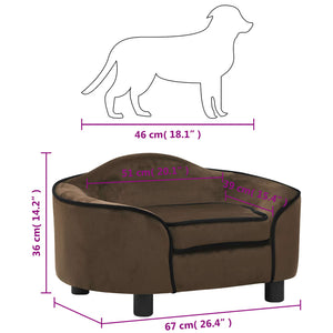 vidaXL Dog Sofa Brown 67x47x36 cm Plush