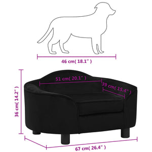 vidaXL Dog Sofa Black 67x47x36 cm Plush