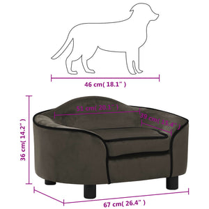 vidaXL Dog Sofa Dark Grey 67x47x36 cm Plush