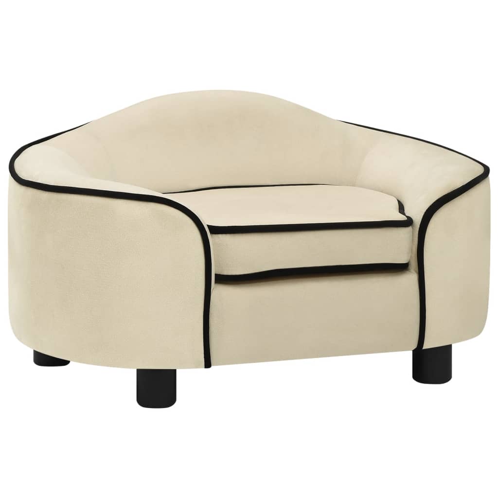 vidaXL Dog Sofa Cream 67x47x36 cm Plush