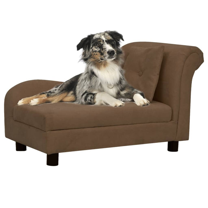 vidaXL Dog Sofa with Pillow Brown 83x44x44 cm Plush