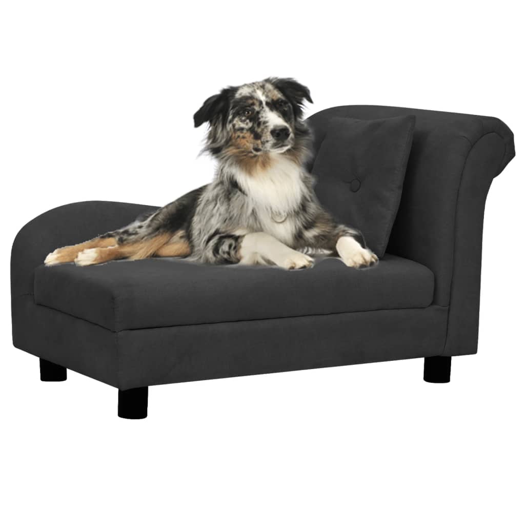 vidaXL Dog Sofa with Pillow Black 83x44x44 cm Plush