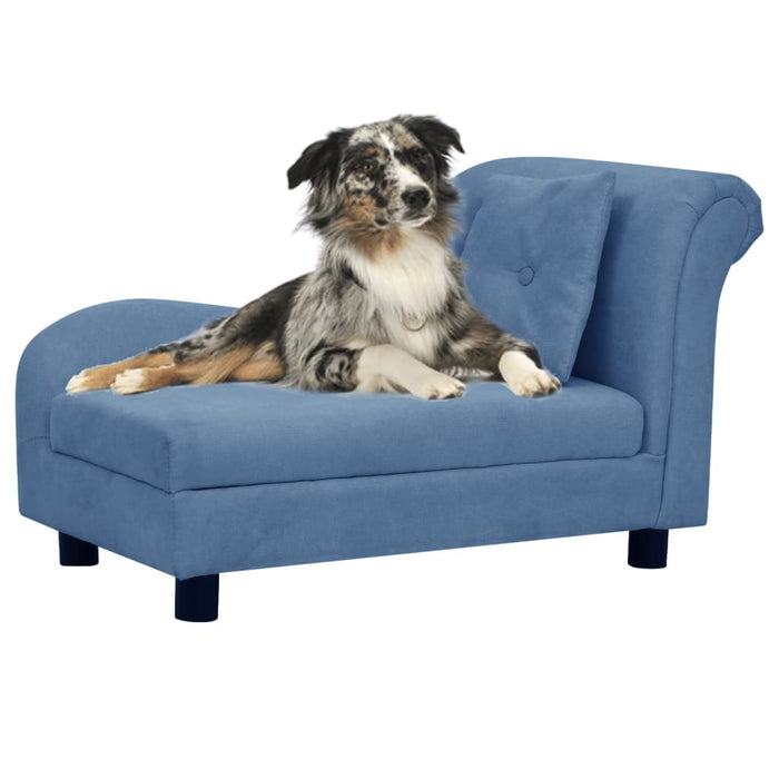 vidaXL Dog Sofa with Pillow Blue 83x44x44 cm Plush