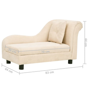 vidaXL Dog Sofa with Pillow Cream 83x44x44 cm Plush