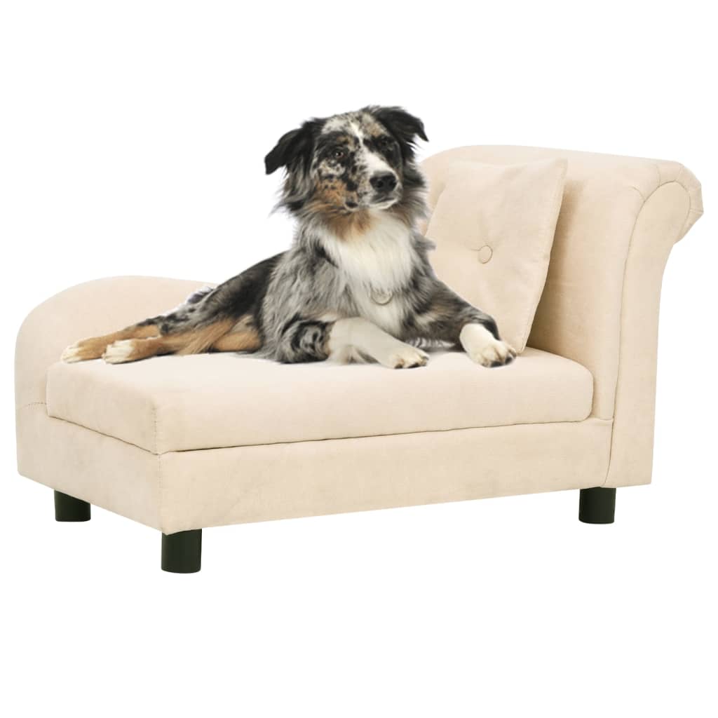 vidaXL Dog Sofa with Pillow Cream 83x44x44 cm Plush