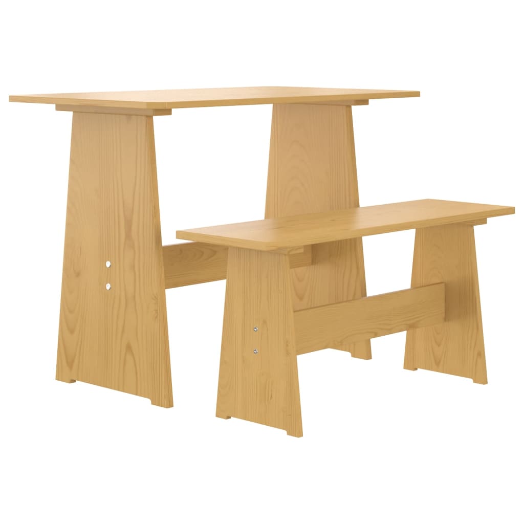 vidaXL Dining Table with Bench Honey Brown Solid Pinewood