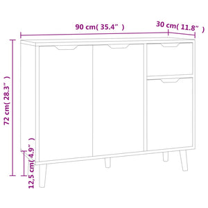 vidaXL Sideboard High Gloss White 90x30x72 cm Engineered Wood