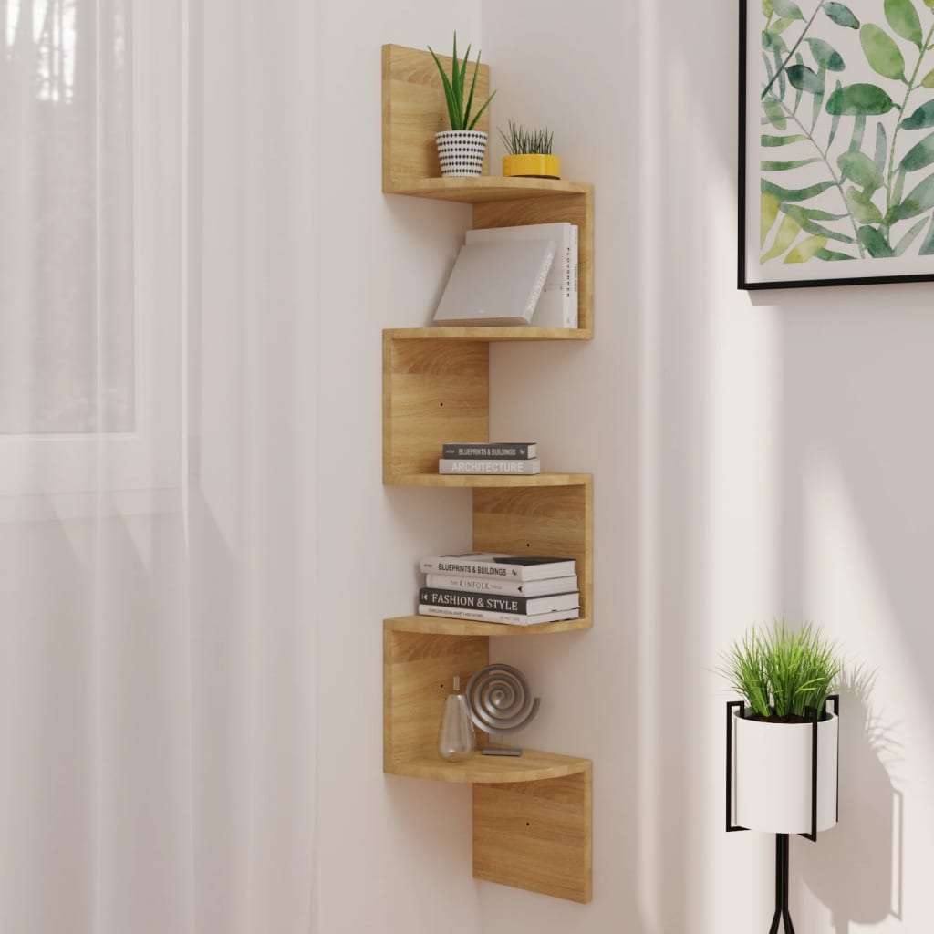 vidaXL Wall Corner Shelf Sonoma Oak 19x19x123 cm Engineered Wood