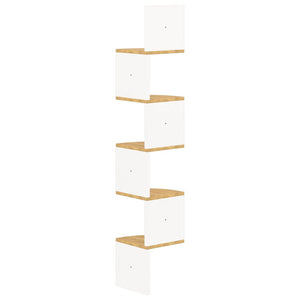 vidaXL Wall Corner Shelf White and Sonoma Oak 19x19x123 cm Engineered Wood