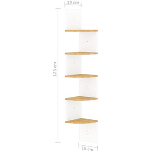 vidaXL Wall Corner Shelf White and Sonoma Oak 19x19x123 cm Engineered Wood