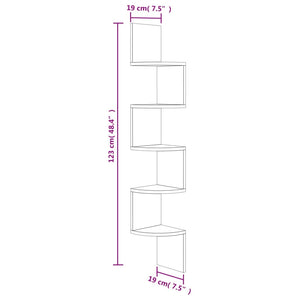 vidaXL Wall Corner Shelf Smoked Oak 19x19x123 cm Engineered Wood