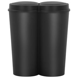 vidaXL Duo Bin Trash Can Black 50 L