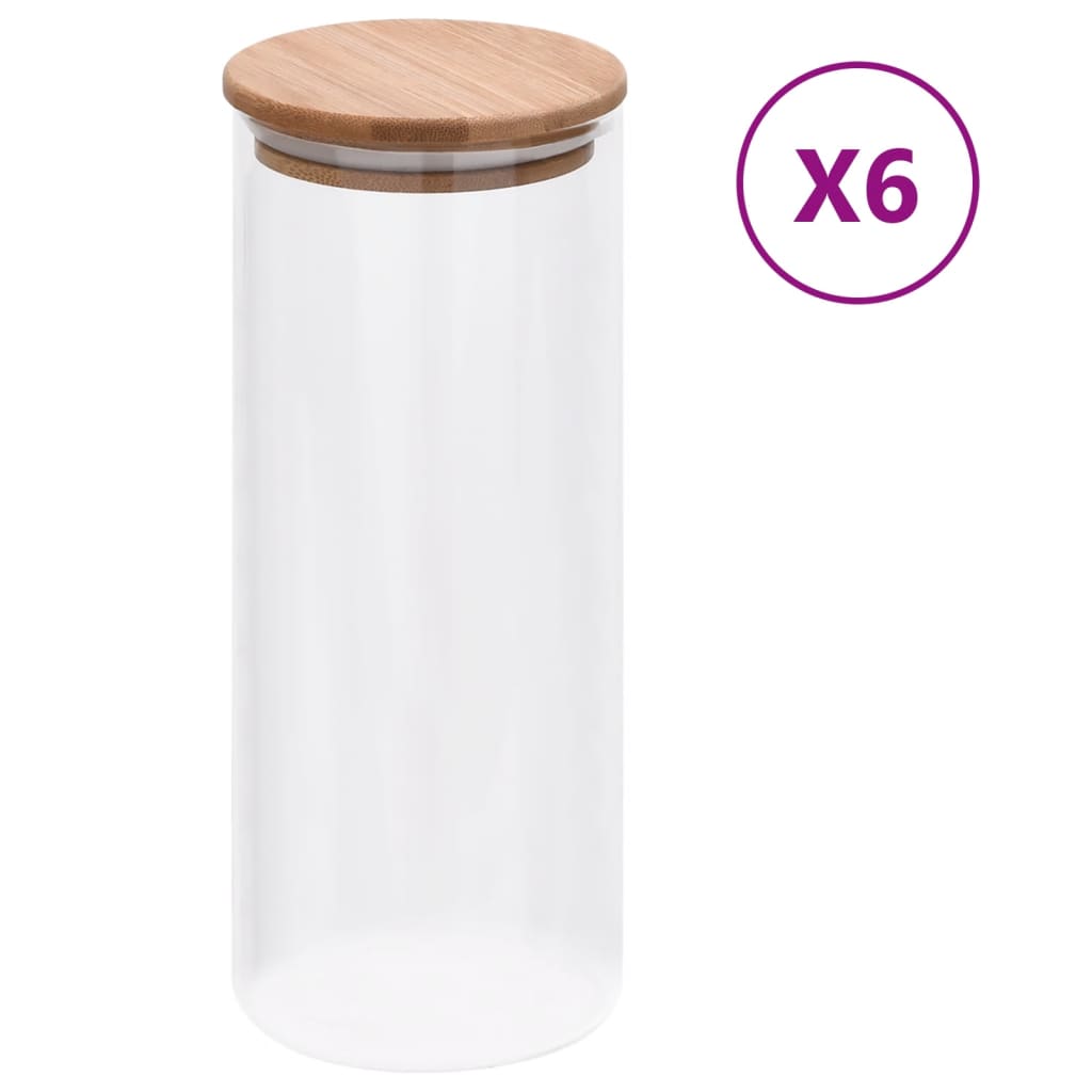 vidaXL Storage Glass Jars with Bamboo Lid 6 pcs 1000 ml