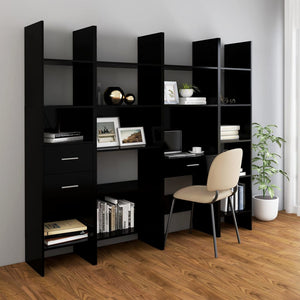 vidaXL Book Cabinet Black 60x35x180 cm Engineered Wood