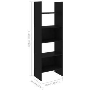 vidaXL Book Cabinet Black 60x35x180 cm Engineered Wood