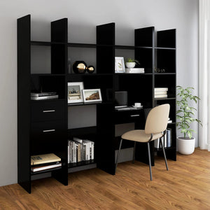 vidaXL Book Cabinet Black 40x35x180 cm Engineered Wood