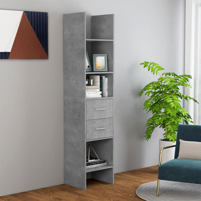 vidaXL Book Cabinet Concrete Grey 40x35x180 cm Engineered Wood