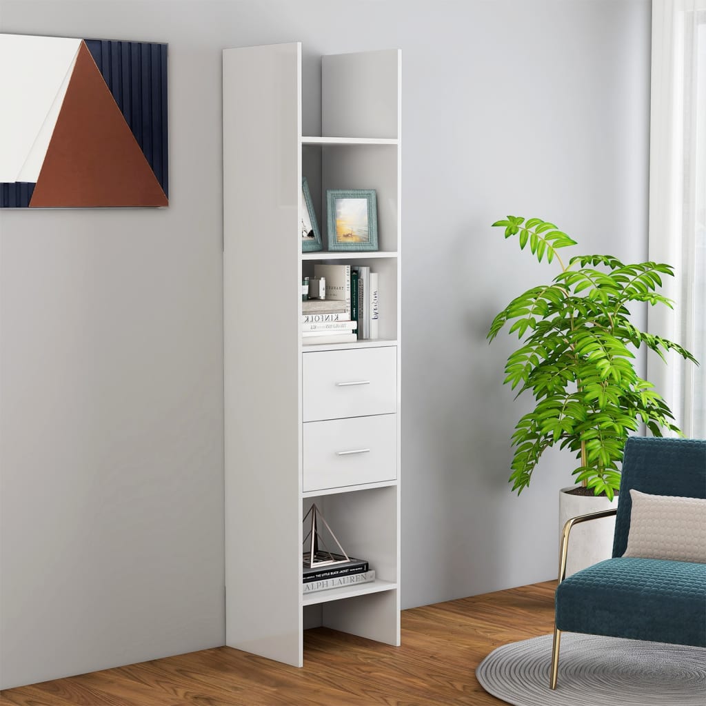 vidaXL Book Cabinet High Gloss White 40x35x180 cm Engineered Wood