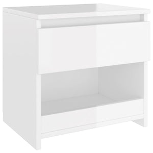 vidaXL Bedside Cabinet High Gloss White 40x30x39 cm Engineered Wood