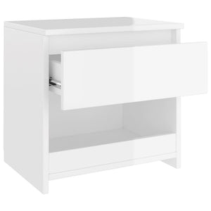 vidaXL Bedside Cabinet High Gloss White 40x30x39 cm Engineered Wood