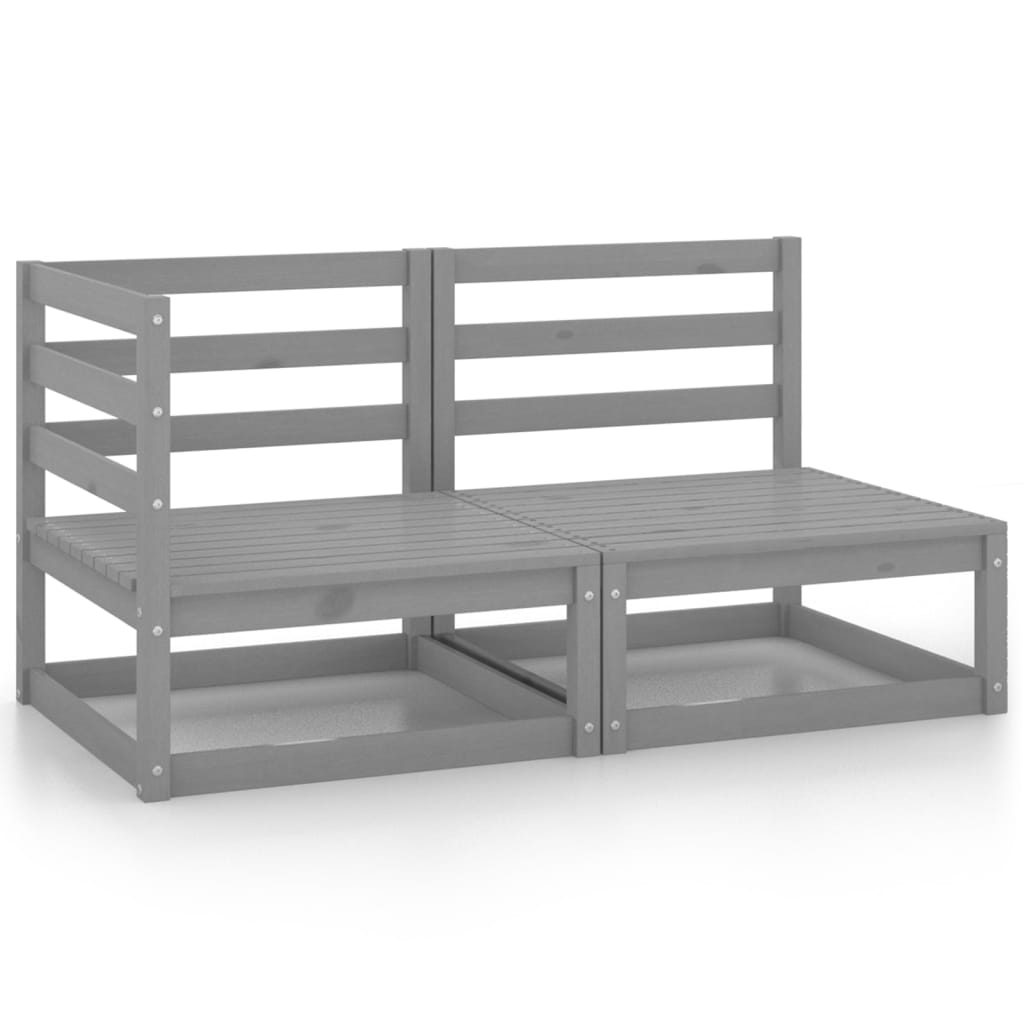 vidaXL 2 Piece Garden Lounge Set Grey Solid Pinewood