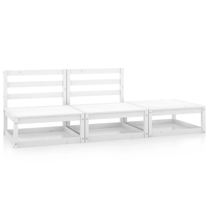 vidaXL 3 Piece Garden Lounge Set White Solid Pinewood