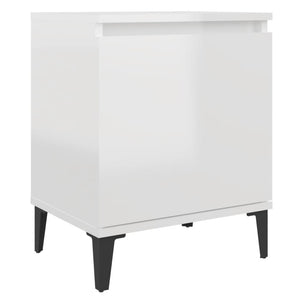 vidaXL Bed Cabinet with Metal Legs High Gloss White 40x30x50 cm