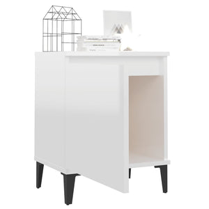 vidaXL Bed Cabinet with Metal Legs High Gloss White 40x30x50 cm