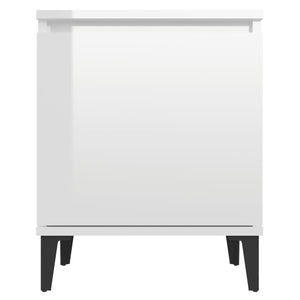 vidaXL Bed Cabinet with Metal Legs High Gloss White 40x30x50 cm