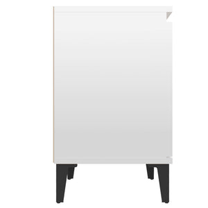 vidaXL Bed Cabinet with Metal Legs High Gloss White 40x30x50 cm