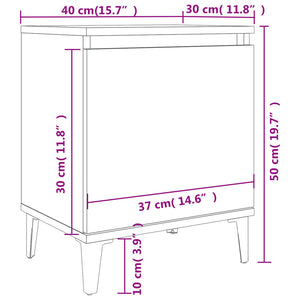 vidaXL Bed Cabinet with Metal Legs High Gloss White 40x30x50 cm