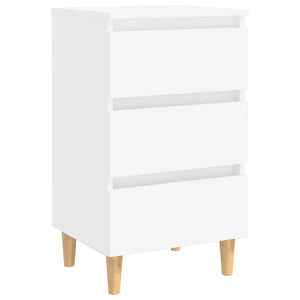 vidaXL Bed Cabinet with Solid Wood Legs White 40x35x69 cm