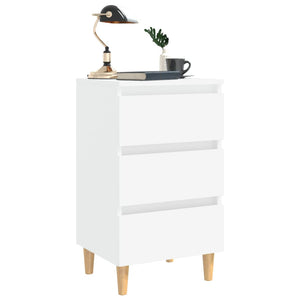 vidaXL Bed Cabinet with Solid Wood Legs White 40x35x69 cm