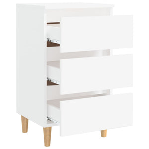 vidaXL Bed Cabinet with Solid Wood Legs White 40x35x69 cm