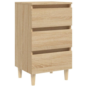 vidaXL Bed Cabinet with Solid Wood Legs Sonoma Oak 40x35x69 cm