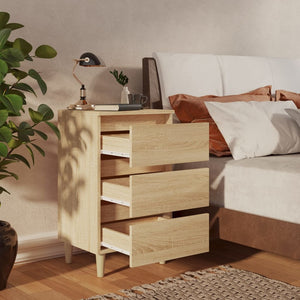 vidaXL Bed Cabinet with Solid Wood Legs Sonoma Oak 40x35x69 cm