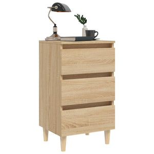 vidaXL Bed Cabinet with Solid Wood Legs Sonoma Oak 40x35x69 cm