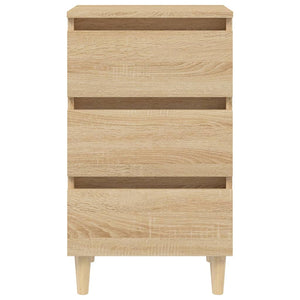 vidaXL Bed Cabinet with Solid Wood Legs Sonoma Oak 40x35x69 cm